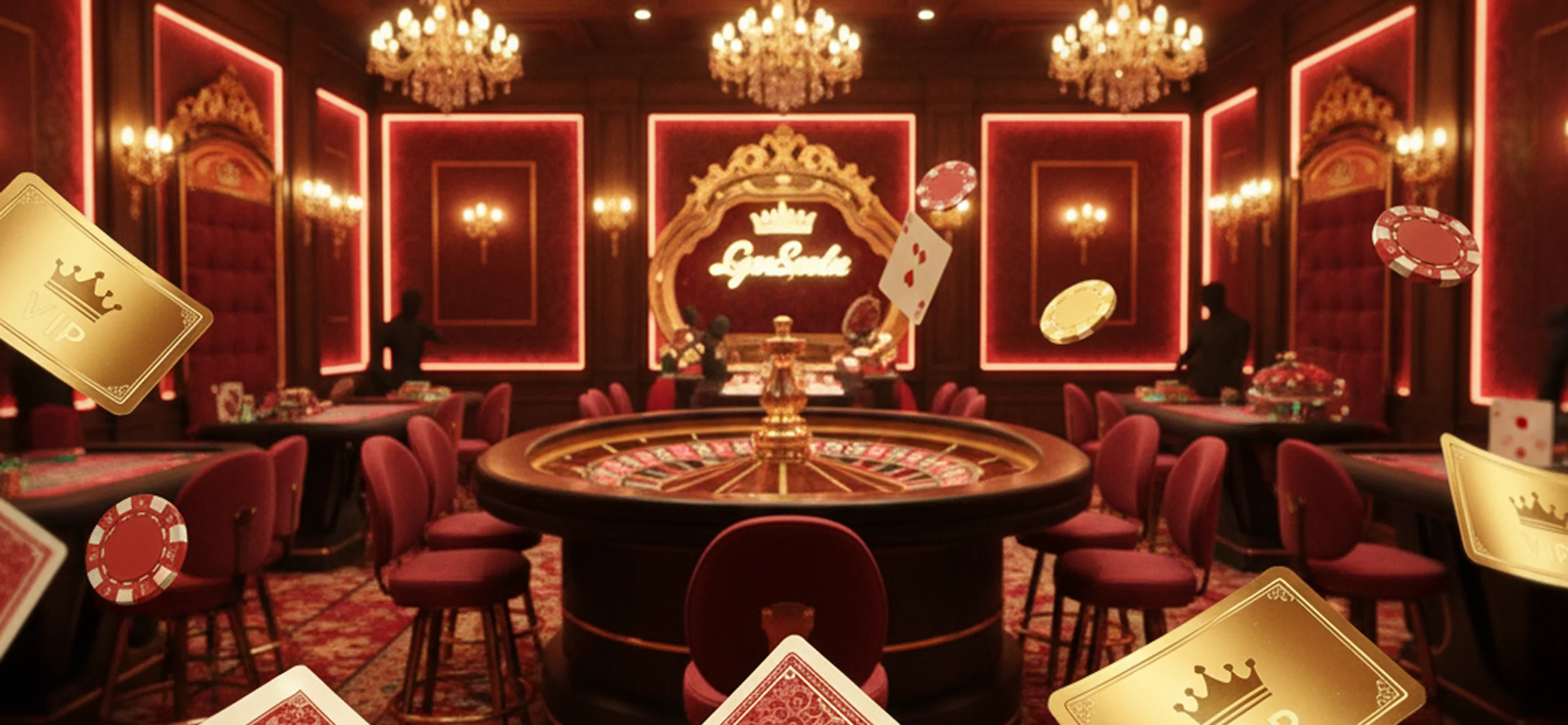 Elegant casino interior with people enjoying games